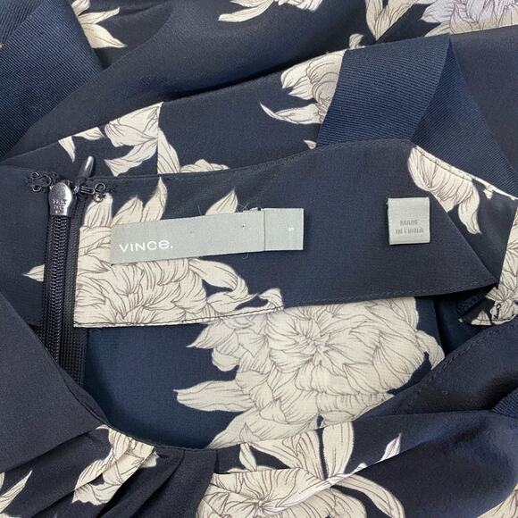 Vince Silk Chrysanthemum Drape Neck Dress in Coastal Blue, Small - Picture 8 of 10